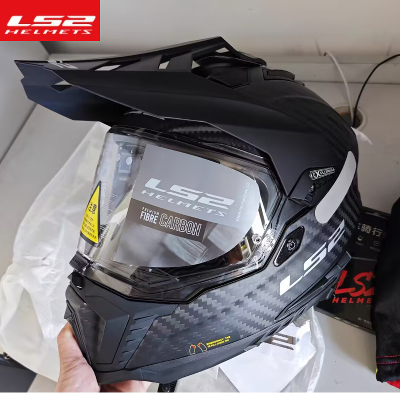 Carbon Fiber Lightweight Motorcycle Helmet - LS2 MX701 คาร์บอนไฟเบอร์น้ำหนักเบาแบบเต็มหน้าหมวกกันน็อคมอเตอร์ไซค์ผู้ชายผู้หญิงป้องกันฝ้าแรลลี่ออฟโรดวิบากโฟร์ซีซั่นส์ ยูนิเวอร์แซล