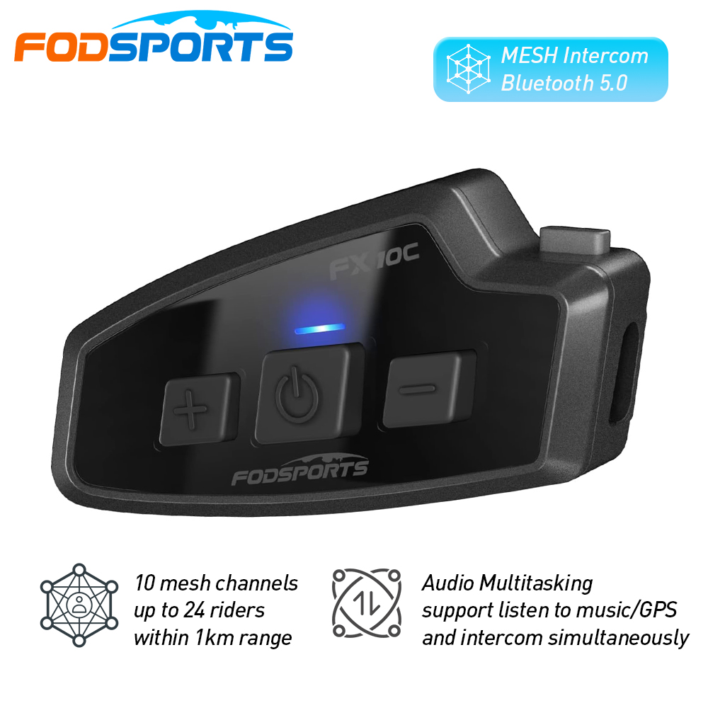 Full Face Motorcycle Helmet With Bluetooth - Fodsports FX 10C รถจักรยานยนต์ตาข่าย Intercom ชุดหูฟังบลูทูธ