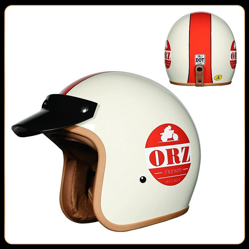 Vintage Open Face Retro Helmet - หมวกกันน็อคแบบเปิดหน้า 3/4 สไตล์เรโทร วินเทจ ได้รับมาตรฐาน DOT