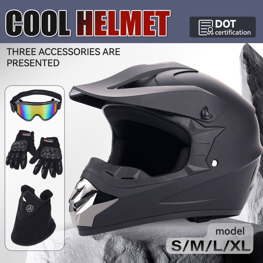ชุดหมวกกันน็อคสำหรับมอเตอร์ไซค - Off Road Motocross Helmet Goggles Set บทวิจารณ์และราคา